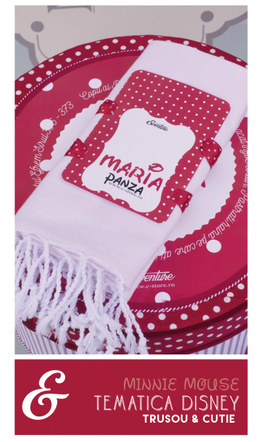 Trusou de botez pentru fetite de inspiratie Disney cu Minnie Mouse, Red Dots  5